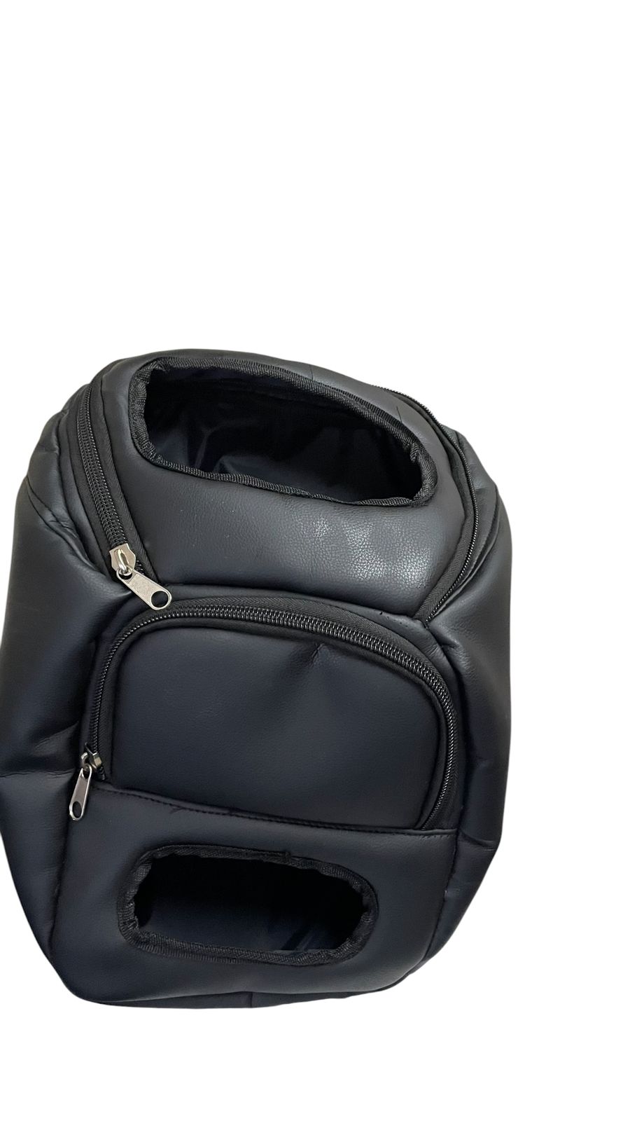 Saruk Branded Faux Leather Pet Carrier Backpack with Zipper Closures