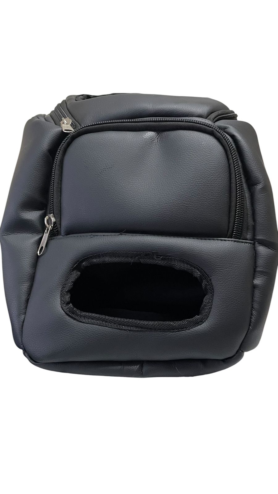 Saruk Branded Faux Leather Pet Carrier Backpack with Zipper Closures view 3