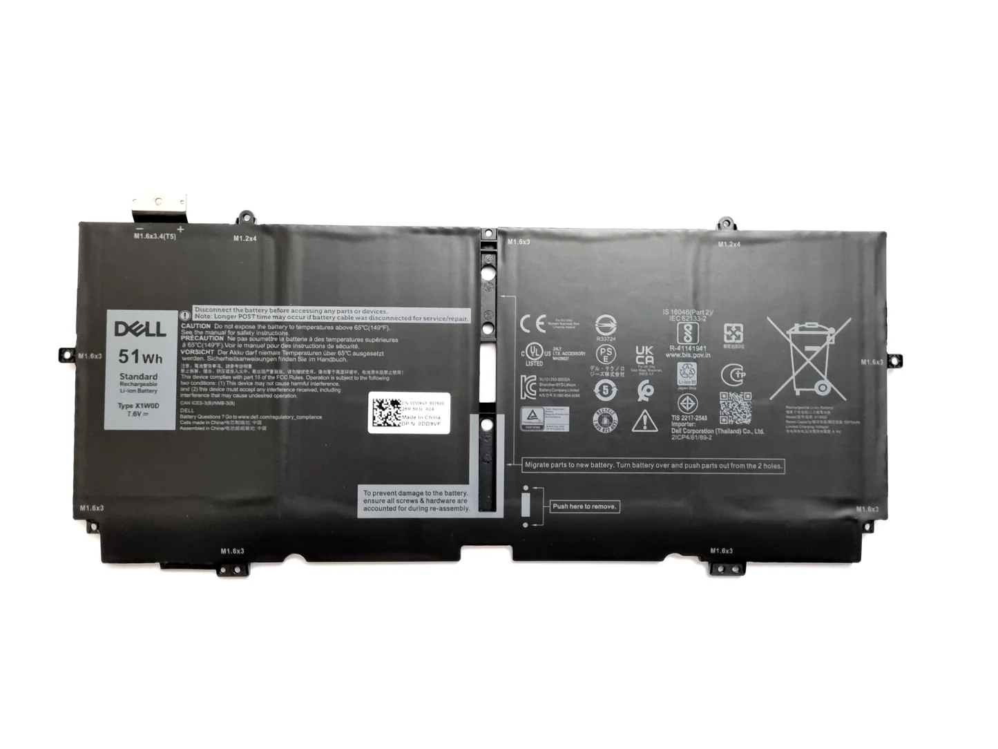 Dell XPS 13 9310 Battery 7.6V Li-Polymer 7.6V Li-Polymer Replacement