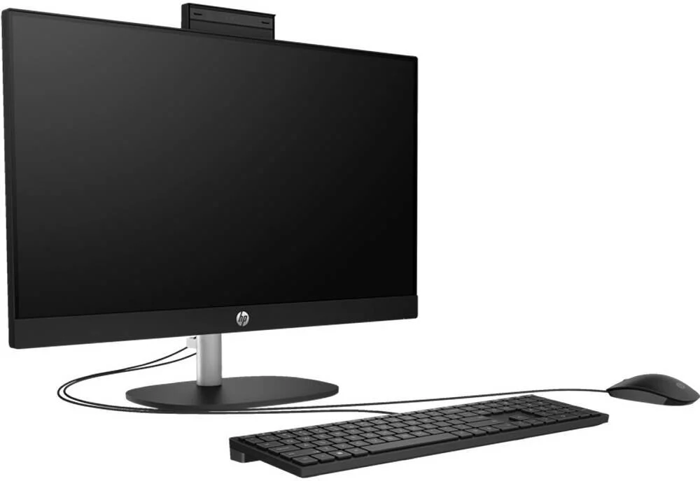 HP All-in-One 24-cr0258nh PC (A0CR5EA) 13th Gen Intel Core i7-1355U 16GB DDR4-3200 MT/s RAM 512GB PCIe NVMe M.2 SSD 23.8" FHD IPS Non-Touch Display Intel Iris Xᵉ Graphics HP True Vision 720p HD Tilt Privacy Camera HP 125 USB Black Wired Keyboard and Mouse view 3