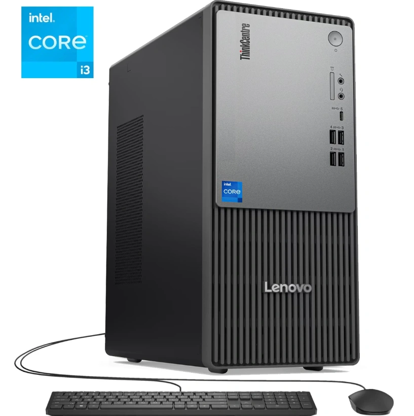 Lenovo ThinkCentre Neo 50t Gen 5 Tower Intel Core i3-14100 8GB RAM 512GB SSD Integrated Intel UHD Graphics 730 Wi-Fi 6 + Bluetooth 5.2 Ethernet Connectivity Plus Lenovo USB Calliope Keyboard and Mouse